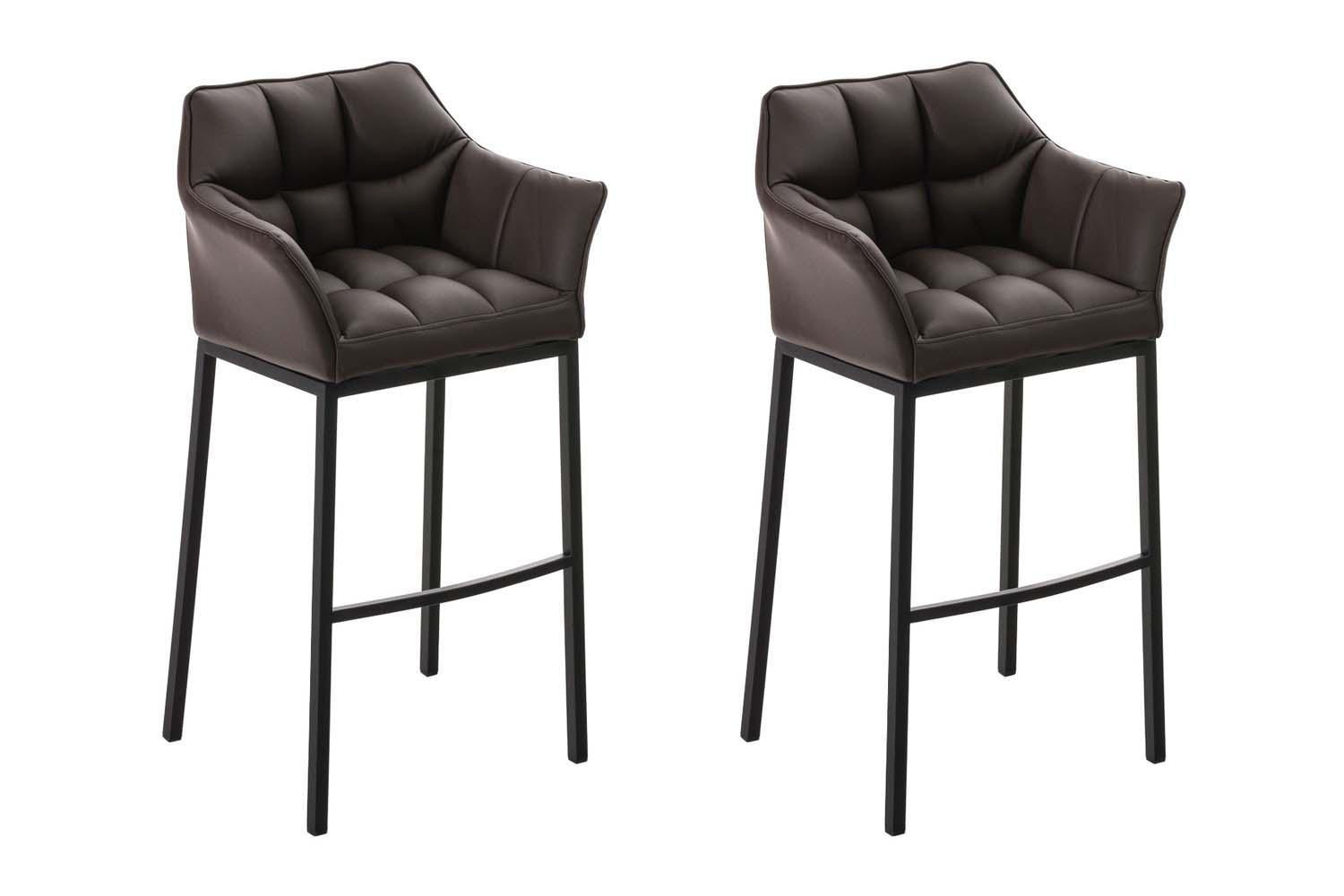 BARHOCKER 2er Set Lederlook braun - Schwarz/Braun, Textil/Metall (64/110/48cm) - CLP