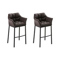 BARHOCKER 2er Set Lederlook braun - Schwarz/Braun, Textil/Metall (64/110/48cm) - CLP