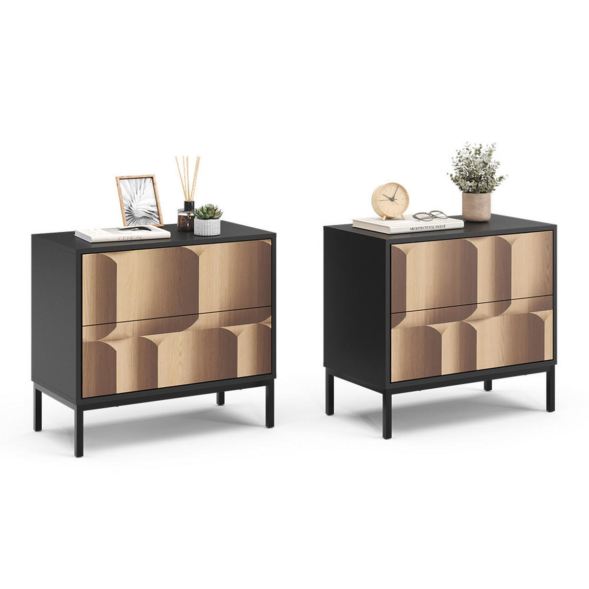 Eichefarben/Schwarz, Holzwerkstoff (66/60/36cm) - Vicco