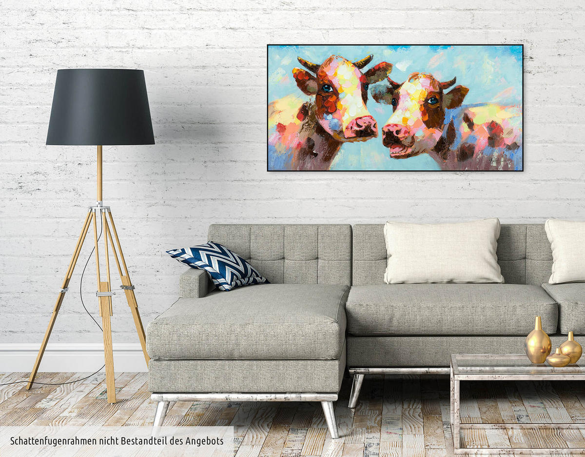 ÖLGEMÄLDE 120/60 cm - Blau/Gelb, Holz/Textil (120/60cm) - KUNSTLOFT