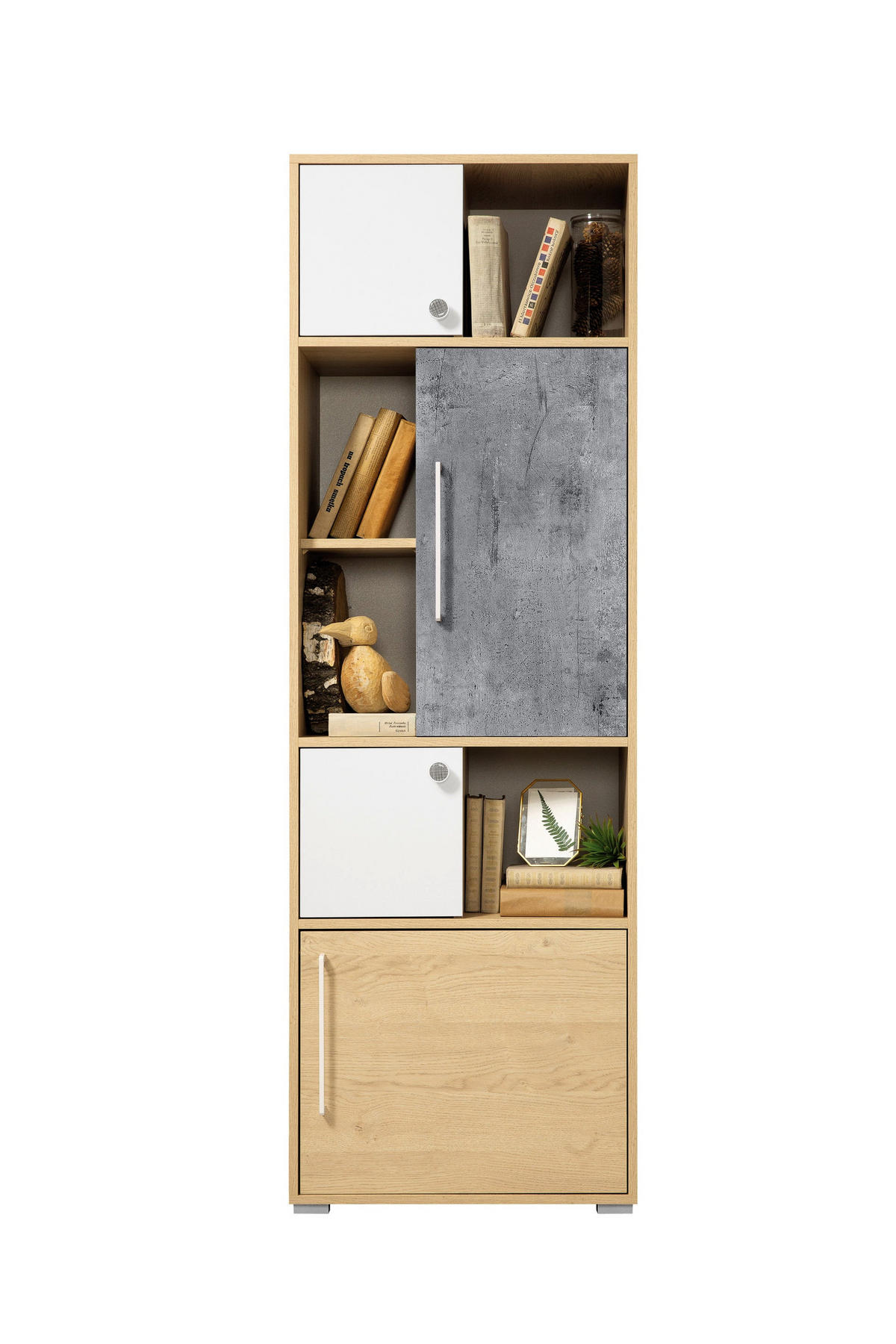 SCHLAFZIMMER Set 4-tlg. – STEP System – Weiß / Sonoma Eiche - Eichefarben, Holzwerkstoff (60/182/40cm) - hi-markt