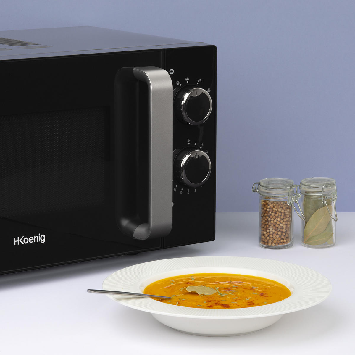 MIKROWELLE VIO8 Schwarz und Silber, Leistungsstark, 5 Heizstufen und Auftaufunktion, Timer bis 30 min, 700 W - Silberfarben, Metall (45/26.5/35cm) - HKoenig