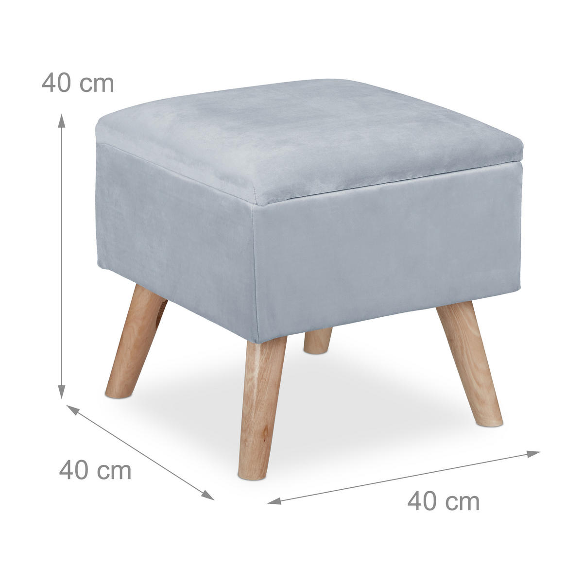 SAMTHOCKER - Grau, Holz/Holzwerkstoff (40/40/40cm) - Relaxdays