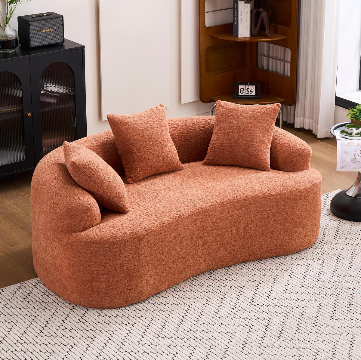 SOFA 2-Sitzer extra tiefe Sitzfläche Chenille Coral - Braun, Kunststoff (153/63/94cm) - Meubliv