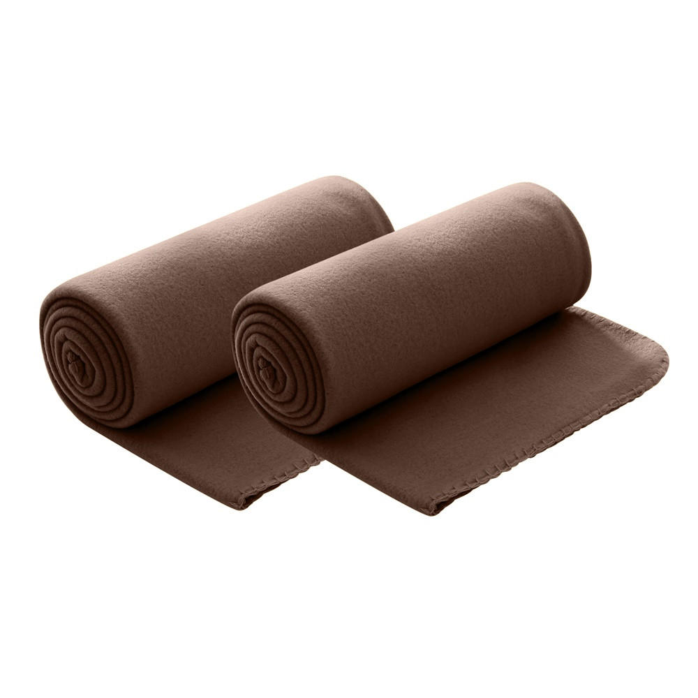 FLEECEDECKE 2er Set braun 130/160 cm Kettelrand Anti-Pilling - Braun, Textil (130/160cm) - wometo