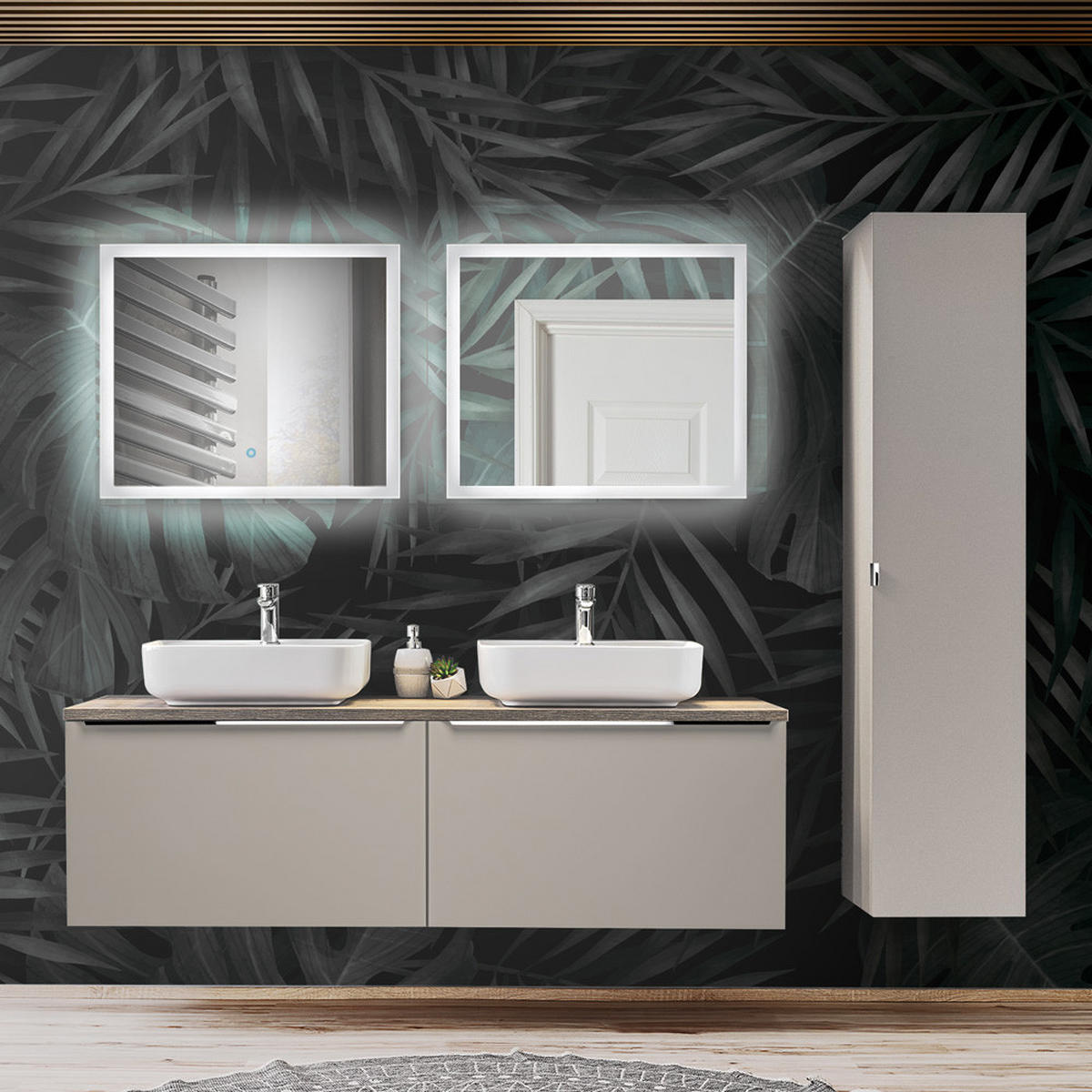 BADMÖBEL-SET 10-TLG. Puebla-56 - Beige, Holzwerkstoff (170/200/46cm) - Lomado