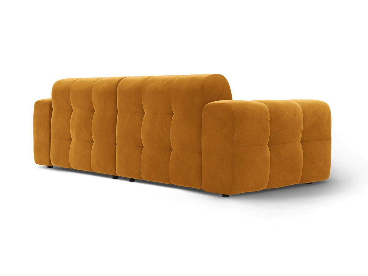 SOFA Kendal aus Samt senf 4 Sitzplätze - Dunkelgelb, Textil (255/79/103cm) - Micadoni