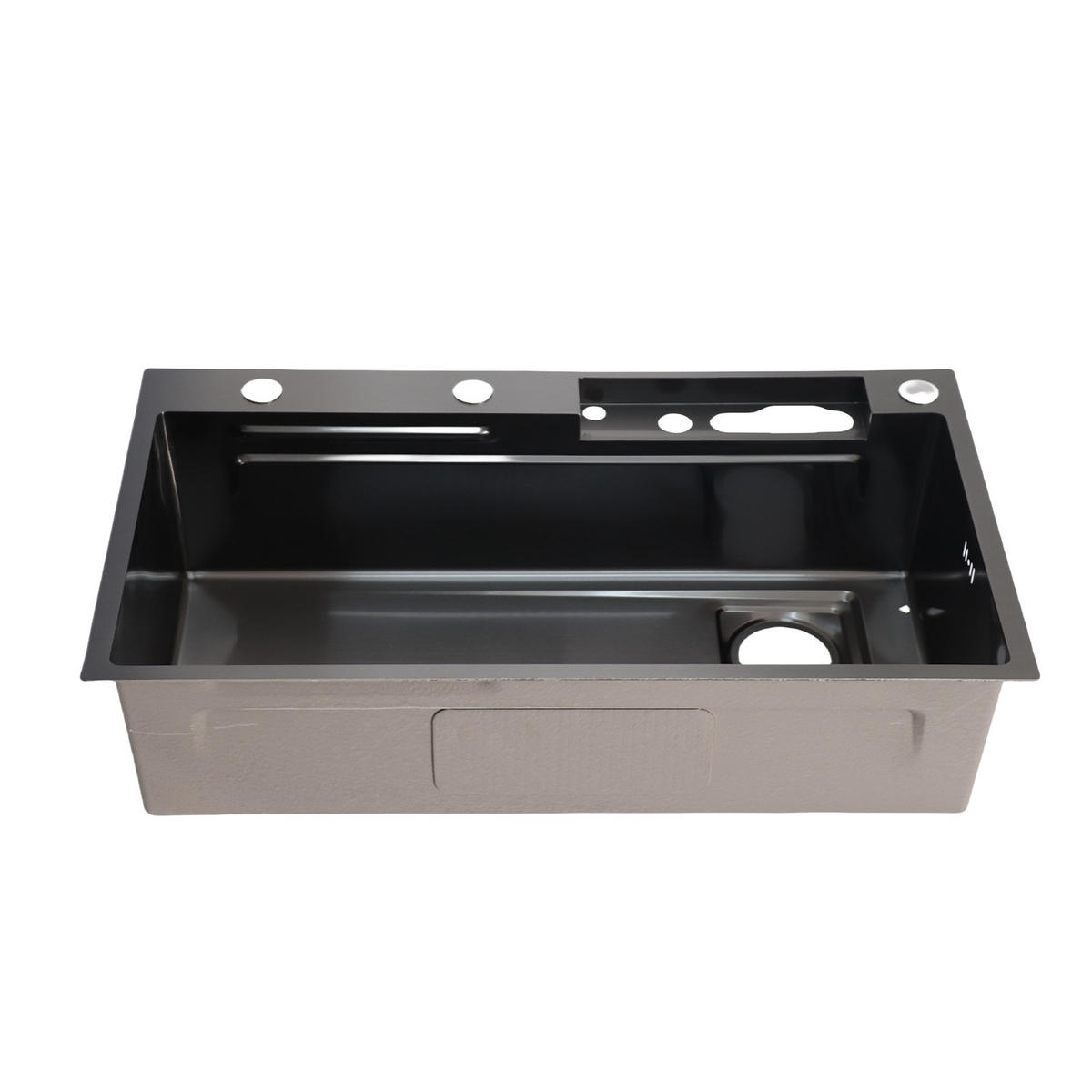 KÜCHENSPÜLE Edelstahl – Einbauspüle mit Digitalanzeige, gebürstet, extra dick, großes Spülbecken, modern - Schwarz, Metall (45/20/80cm) - Ej. Life