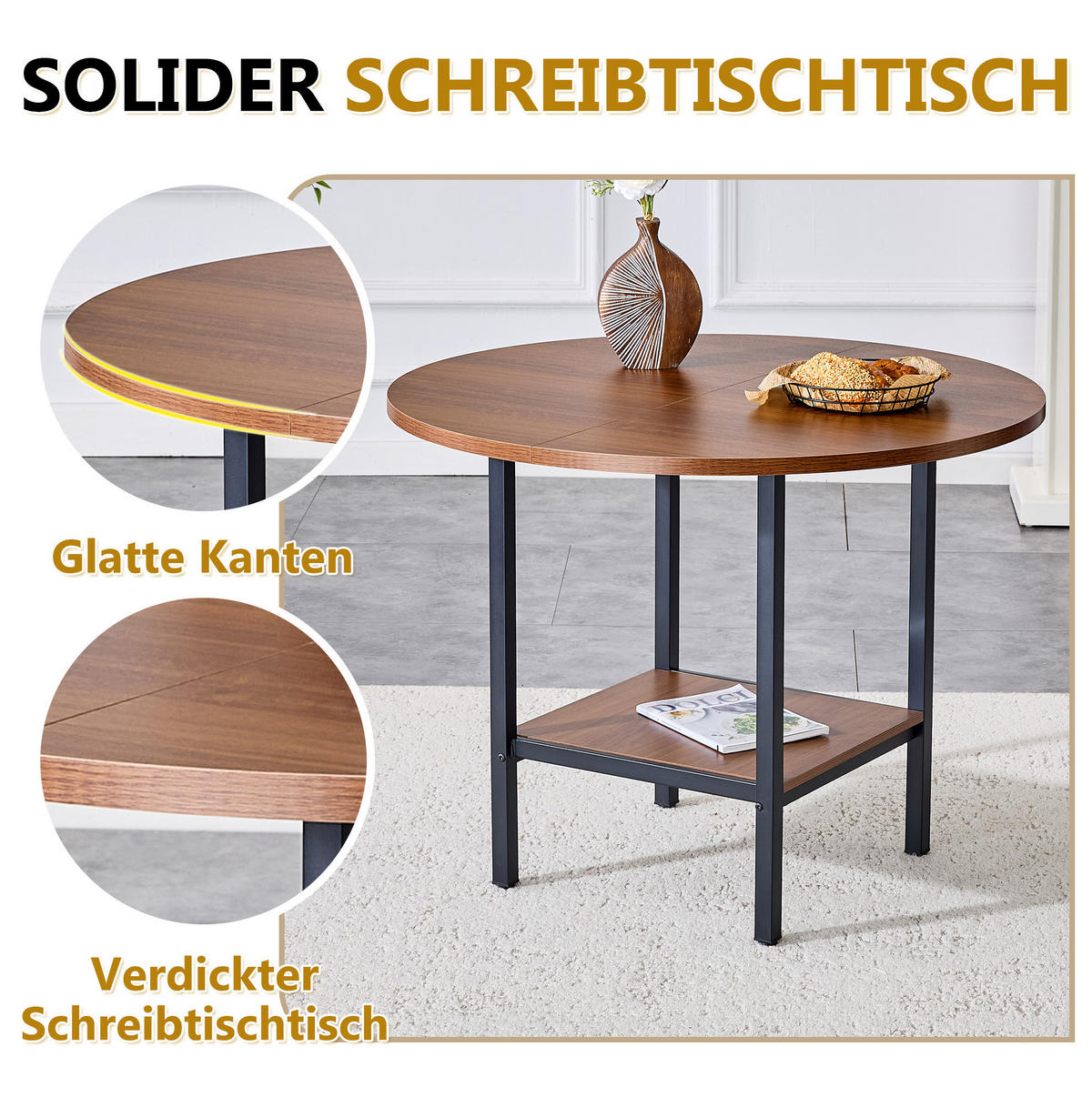ESSTISCH 100/100/77 cm walnuss aus MDF mit Ablage - Walnussfarben, Holzwerkstoff (100/100/77cm) - OKWISH