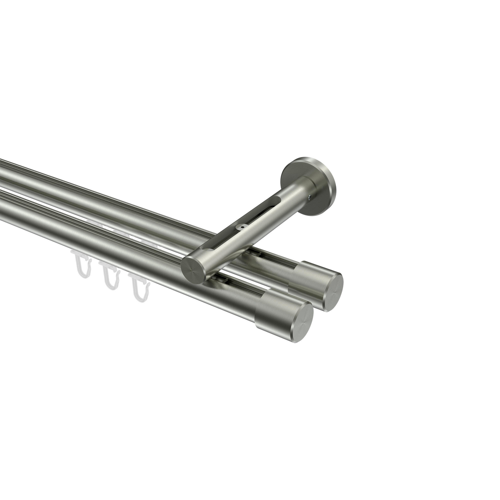 INNENLAUF-GARDINENSTANGEN-SET Siteno Santo 180 cm, 2-läufig, 20 mm Ø Edelstahl-Optik - Edelstahlfarben, Metall (180cm) - INTERDECO