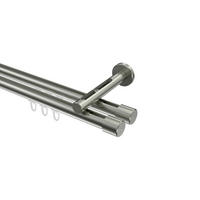 INNENLAUF-GARDINENSTANGEN-SET Siteno Santo 180 cm, 2-läufig, 20 mm Ø Edelstahl-Optik - Edelstahlfarben, Metall (180cm) - INTERDECO