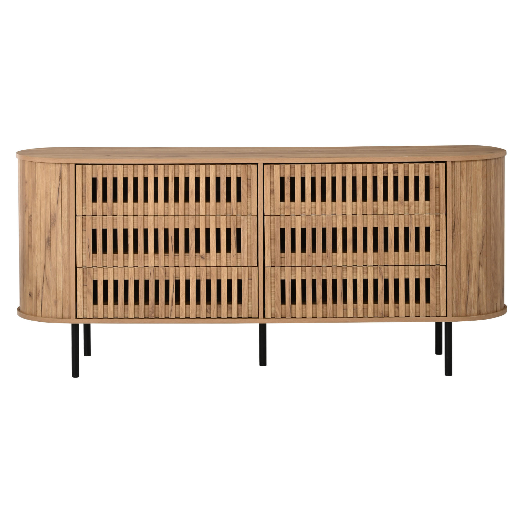 PŘÍBORNÍK Přírodní se 6 zásuvkami, 160 × 40 × 70 cm - přírodní, kompozitní dřevo (160/70/40cm) - Urban Meuble