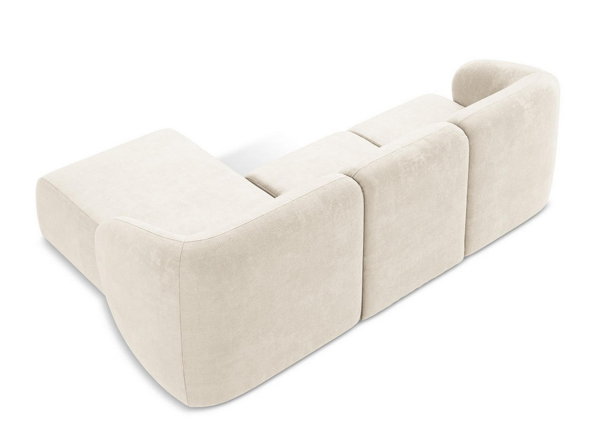 ECKSOFA Rechts Chenille Stoff Beige - Creme/Schwarz, Holzwerkstoff/Kunststoff (248/166cm) - Makamii