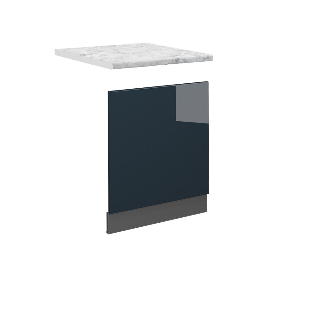 FRONTBLENDE Fame-Line Dunkelblau Hochglanz 60 cm, AP Marmor - Anthrazit/Dunkelblau, Holzwerkstoff (60/67.4/1.6cm) - Vicco