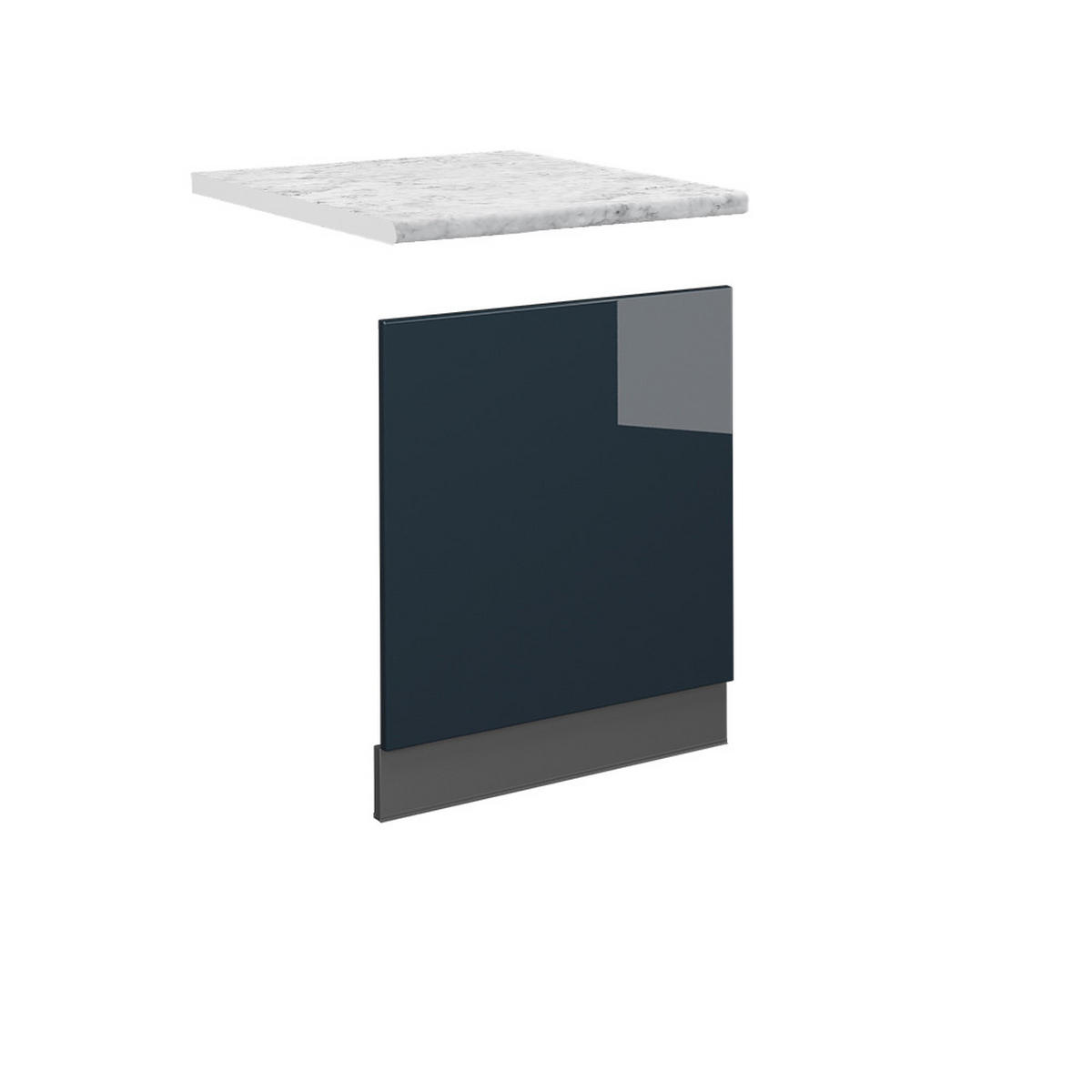 FRONTBLENDE Fame-Line Dunkelblau Hochglanz 60 cm, AP Marmor - Anthrazit/Dunkelblau, Holzwerkstoff (60/67.4/1.6cm) - Vicco