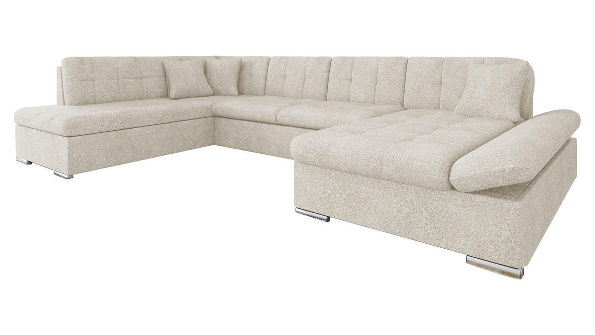 ECKSOFA Bergen, Seite: Rechts - Silberfarben/Naturfarben, Holz/Textil (345/76/205cm) - MIRJAN24