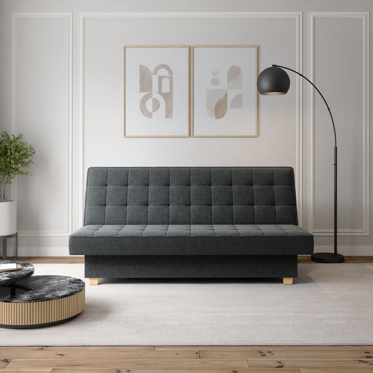 SCHLAFSOFA BELFI - Dunkelgrau (Twist 20) - Dunkelgrau, Holzwerkstoff (192/95/92cm) - Möblo