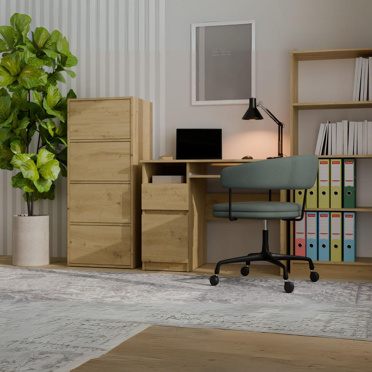 KOMMODE Kate - Eichefarben, Holzwerkstoff (50/119/40cm) - kommodly