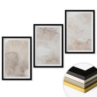 WANDBILDER 3er-Set - 40x60 cm Schwarzer Rahmen - Verschüttete Boho-Aquarellfarben - Schwarz, Kunststoff (40/60cm) - ArtPrintCave