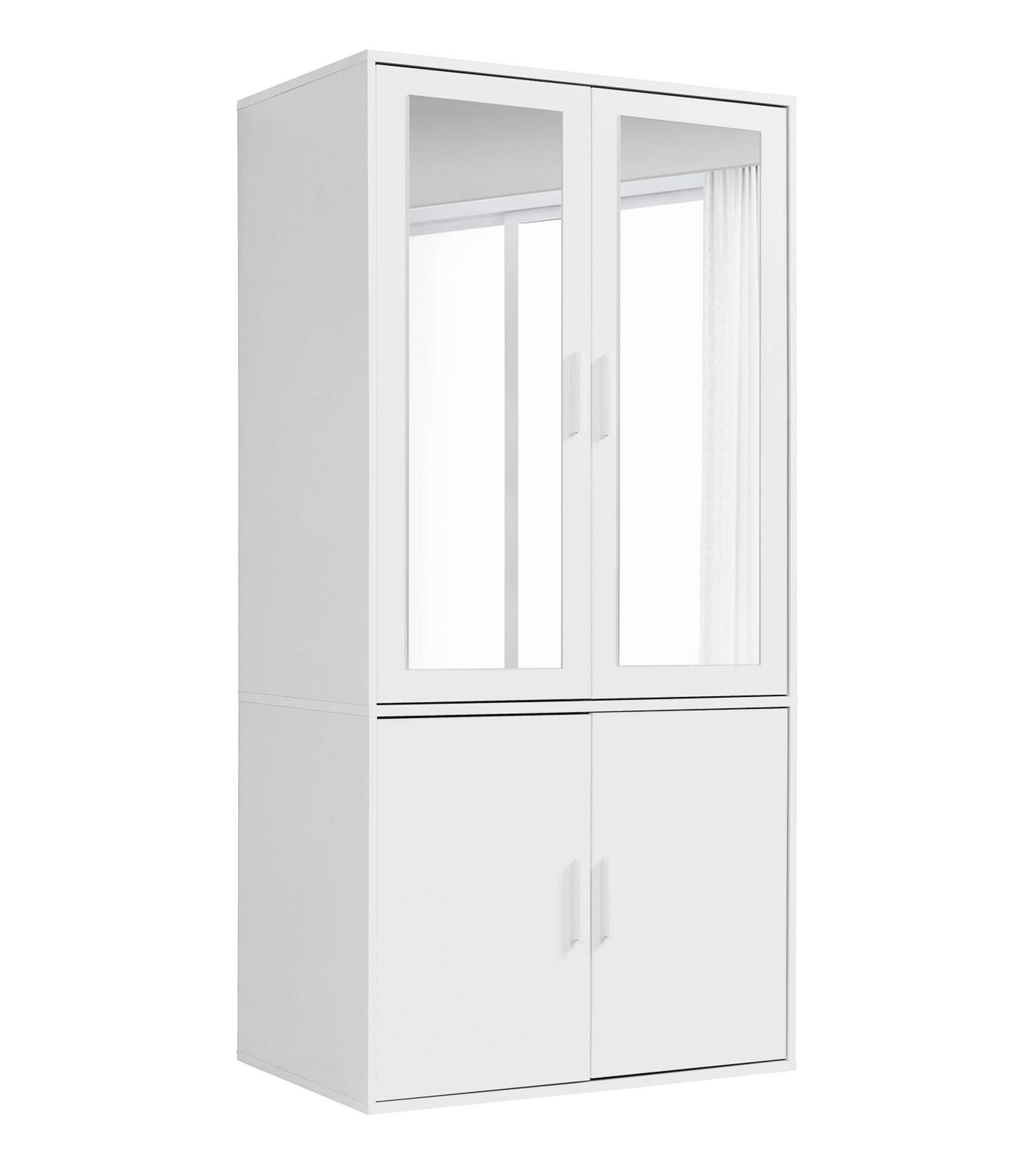 KLEIDERSCHRANK mit Spiegel Der Grenzenlose - Weiß, Holzwerkstoff (90/187/58cm) - Mokebo