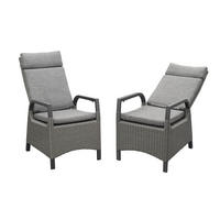 GARTENSTUHL Dallas 2er-Set Aluminium Anthrazit Hochlehner verstellbare Rückenlehne - Grau, Naturmaterialien (80/175/120cm) - bellavista - Home & Garden