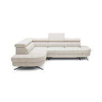 ECKSOFA OTIS L-förm, Schlaffunktion, verstellbare Kopfstützen, in AURORA-Stoff, lose Rückenkissen, freistehend, LINKS 218x276x97 cm White - Weiß, Holz/Textil (218/276cm) - DomoHome