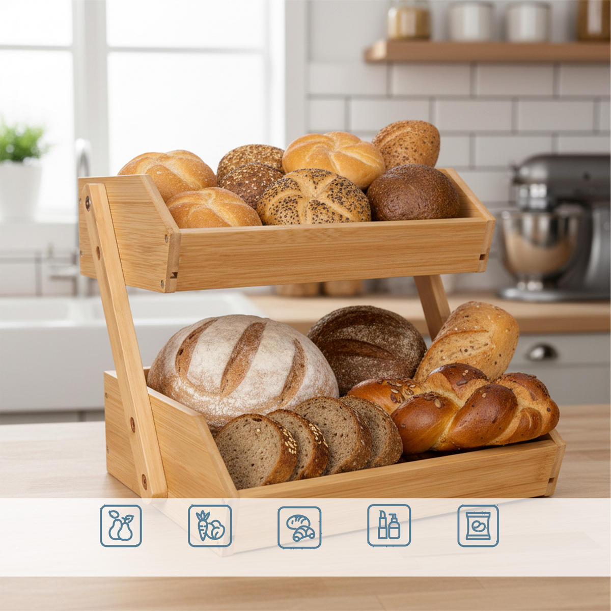 OBSTETAGERE - Braun, Holz/Metall (26.5cm) - Relaxdays