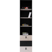 REGALKOMBINATION Spuki in Schwarz, Eiche und Beige – Standregal mit Schubkästen - Schwarz, Holzwerkstoff (80/200/120cm)