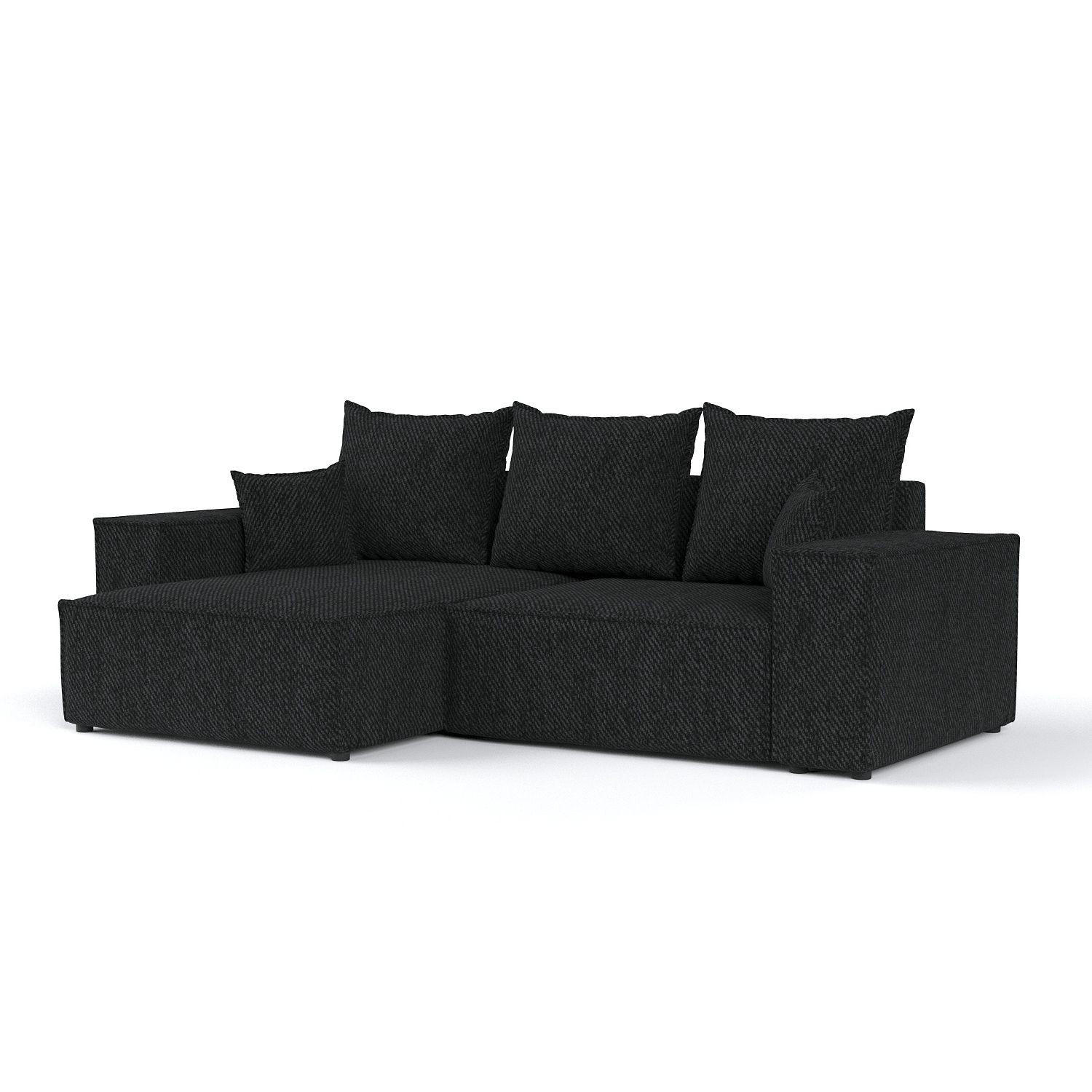 ECKSOFA SENSO mit Schlaffunktion Schwarz im Neve Stoff - Schwarz, Holz/Holzwerkstoff (255/148cm) - AltaBeds