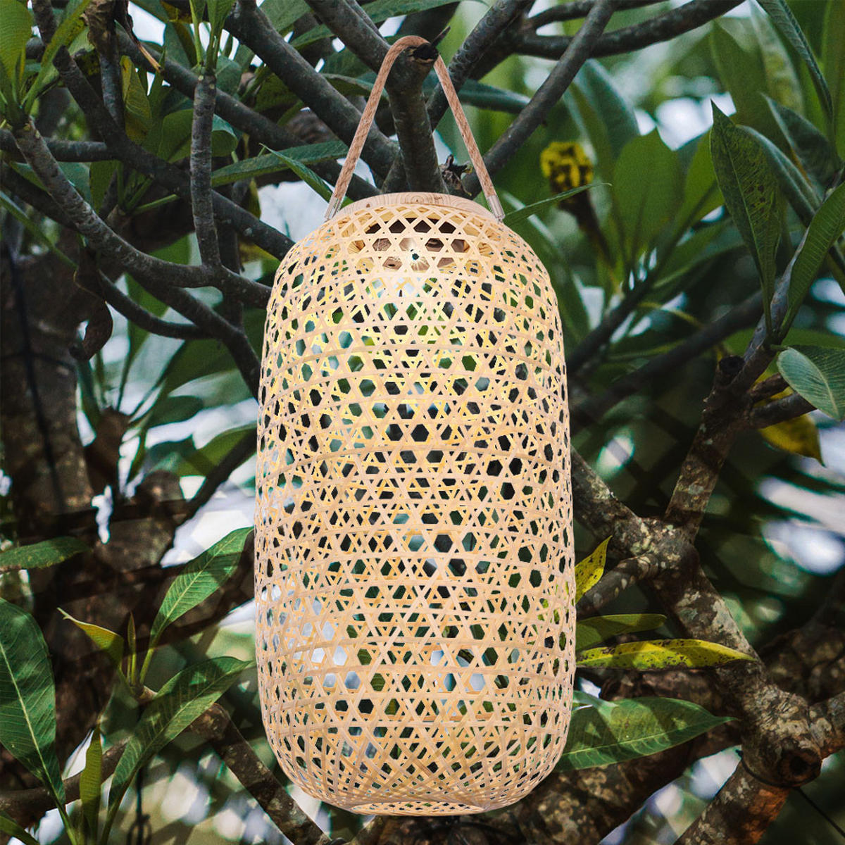 LED Stehleuchte Bambus Braun - Braun, Holz (22.5/22.5/56.5cm) - Globo Lighting