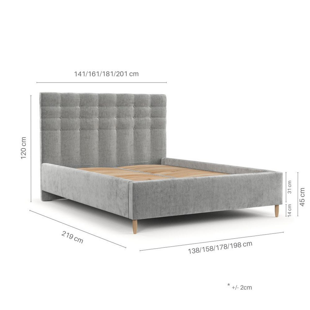 POLSTERBETT Soma 120/200 cm Anthrazit im Riva Stoff - Anthrazit/Naturfarben, Holz/Holzwerkstoff (120/200cm) - AltaBeds
