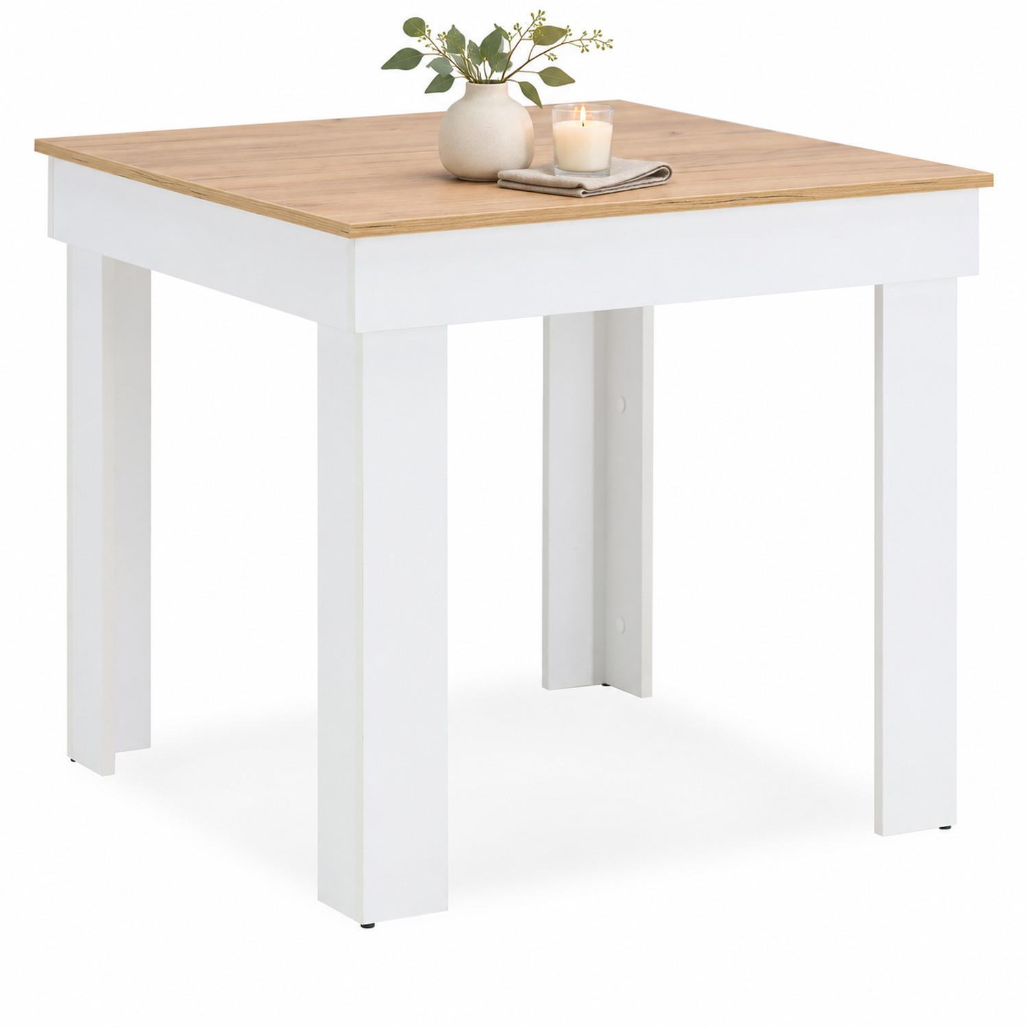 Homestyle4u Esstisch Natur, Weiß 80x73x80 cm