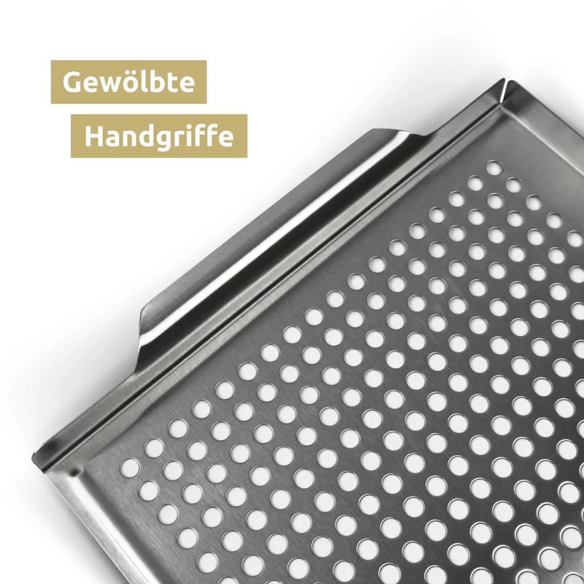 GRILLSCHALE Edelstahl 30x40cm Grillplatte mit Löcher - Silberfarben, Metall (30/40/3cm) - DELUKE
