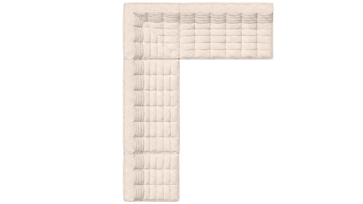 ROHOVÁ SEDAČKA modulární ve tvaru L, plyšová tkanina Pop, Krémová, Levá strana, LAZY L - krémová, dřevo (333/253cm) - Kaiser Möbel