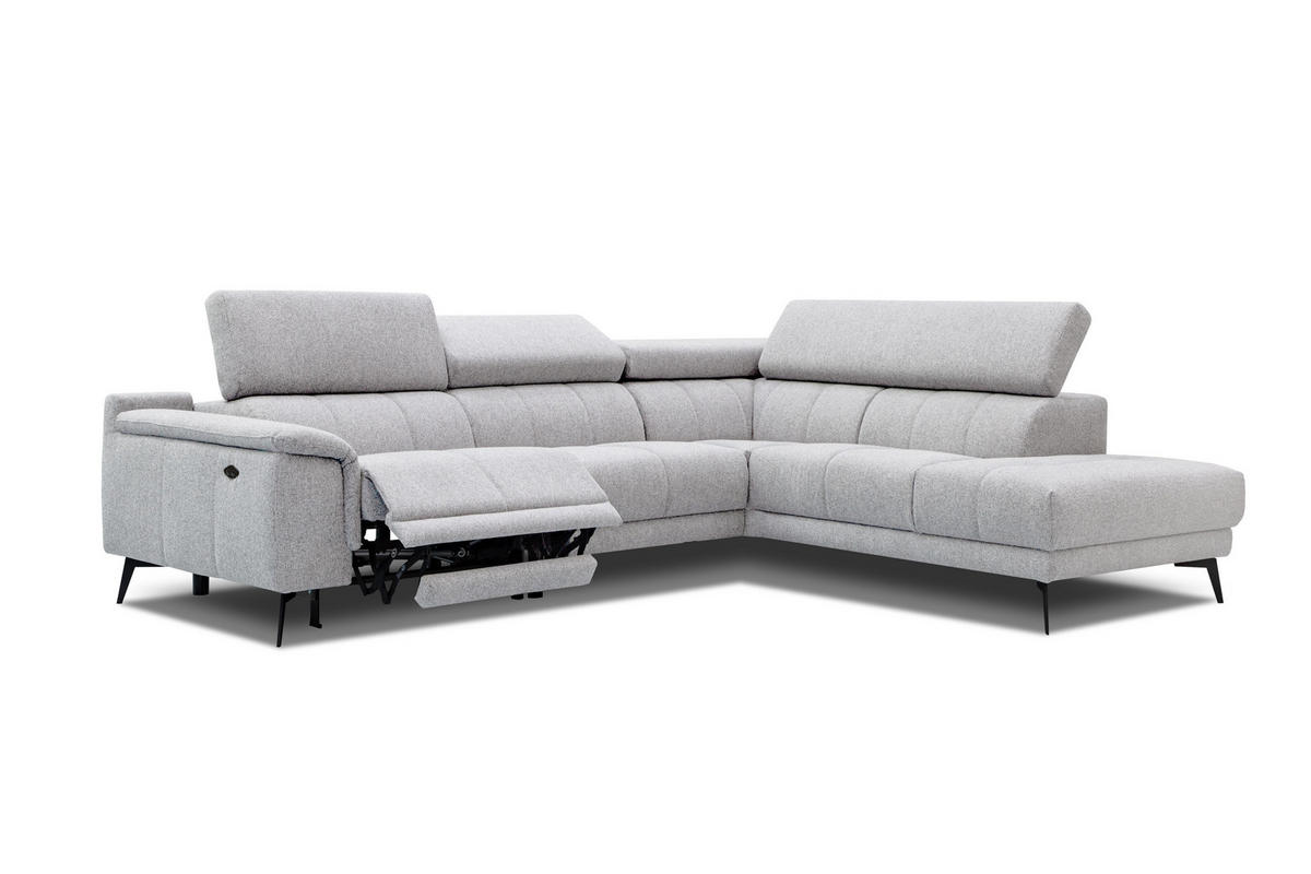 ECKSOFA FIERO 5-Sitzer mit 1 Relaxfunktion, hellgrau - Hellgrau, Holzwerkstoff/Textil (290/228cm) - Courtois Laville