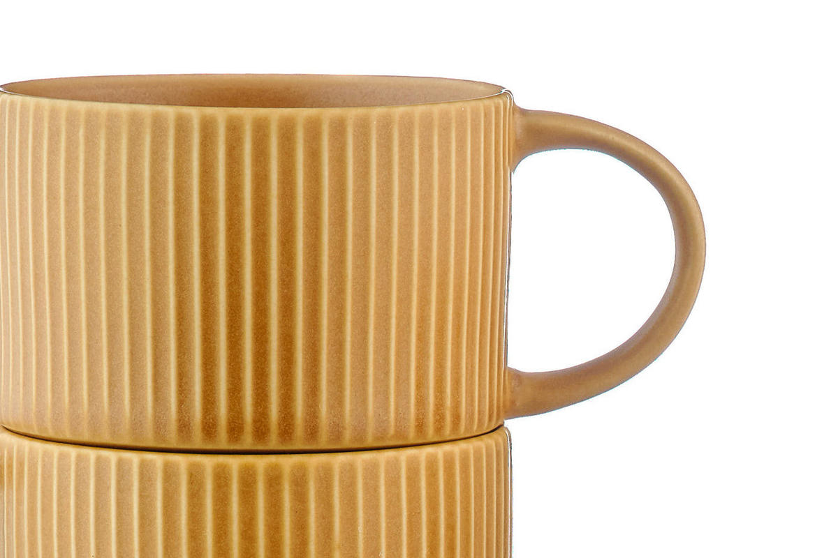 TASSEN Scandi 150ml und Untertasse Ø12cm - 8 Teile - Ocre - Gelb, Keramik (12/6.5/12cm) - Björn
