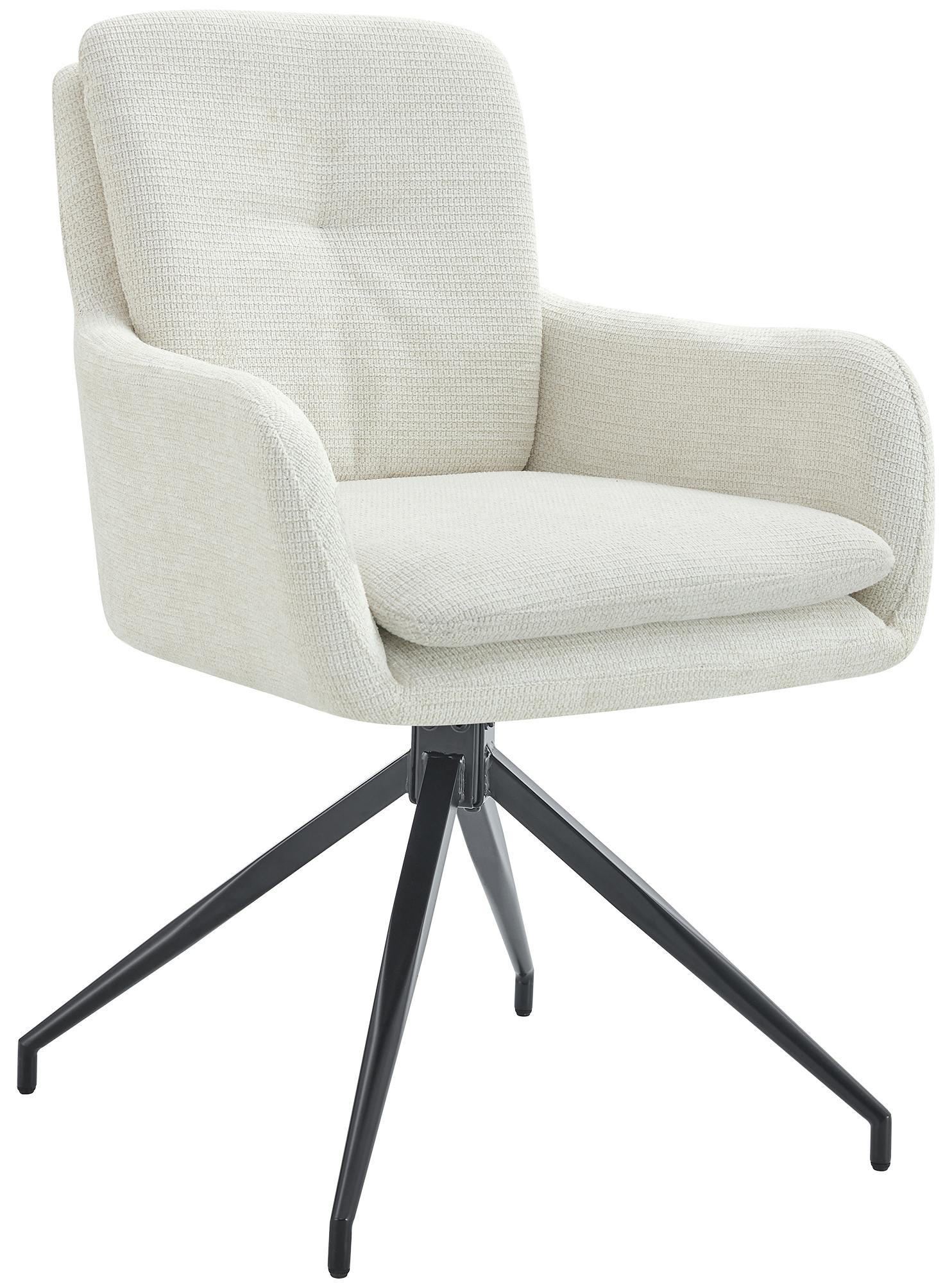 ESSZIMMERSTUHL Stoff Creme - Creme/Schwarz, Textil/Metall (58/85/63cm) - CLP