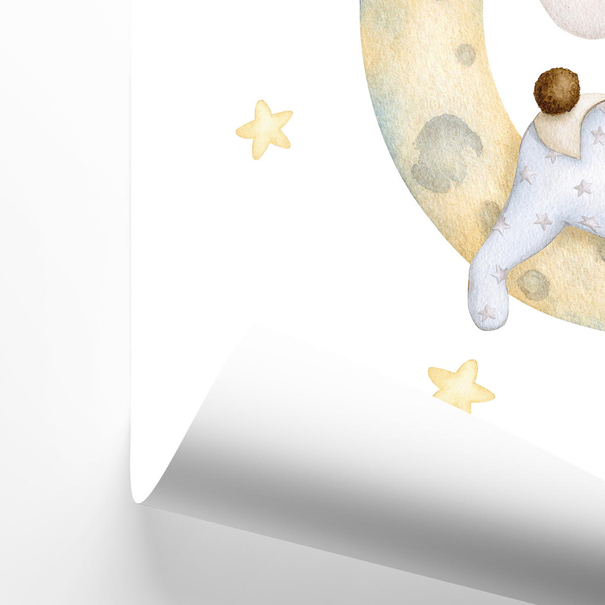 SADA PLAGÁTOV Do Detskej Izby Mackovia Mesiace Oblaky Hviezdy 3x Plagát A3 30 x 42 cm - hnedá/žltá, papier (30/42/1cm) - Muralo