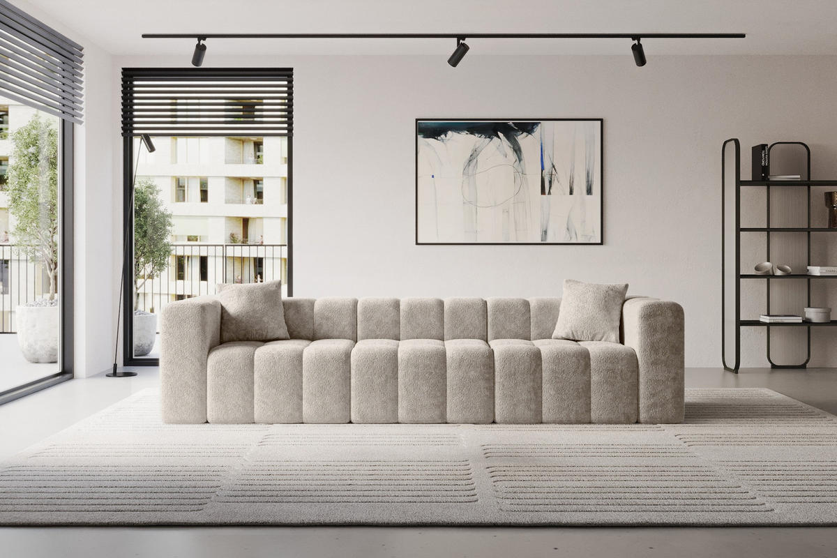 POHOVKA 3-MÍSTNÁ DONY-3 315x90x71 cm Béžová Žinylka - černá/šampaňská, kompozitní dřevo/textil (315/71/90cm) - ALTDECOR