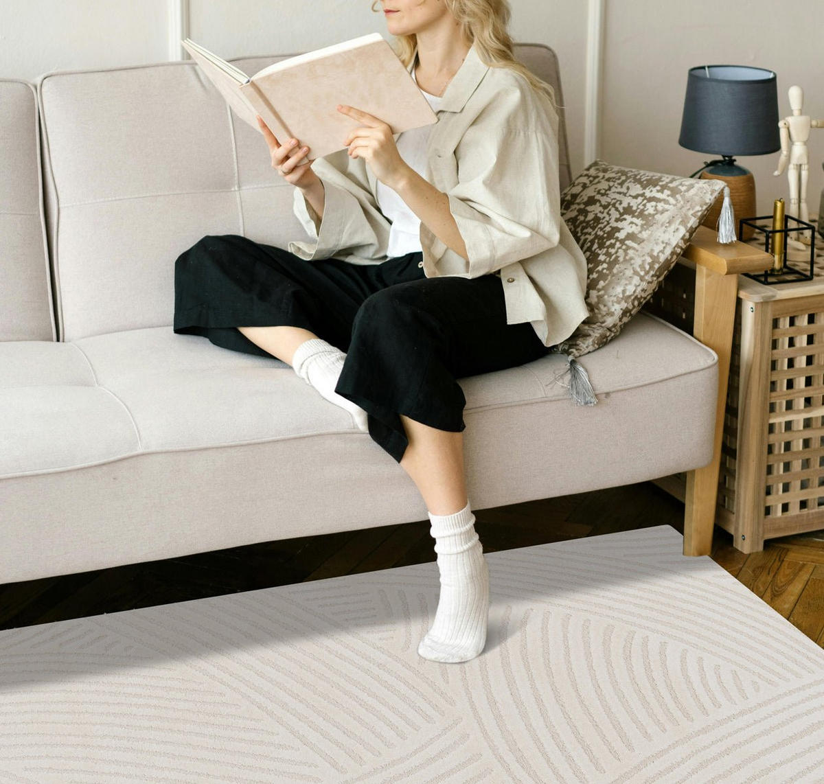 TEPPICH sehr weich mit Relief-Effekt beige - Beige, Textil (160/230cm) - AFK Living