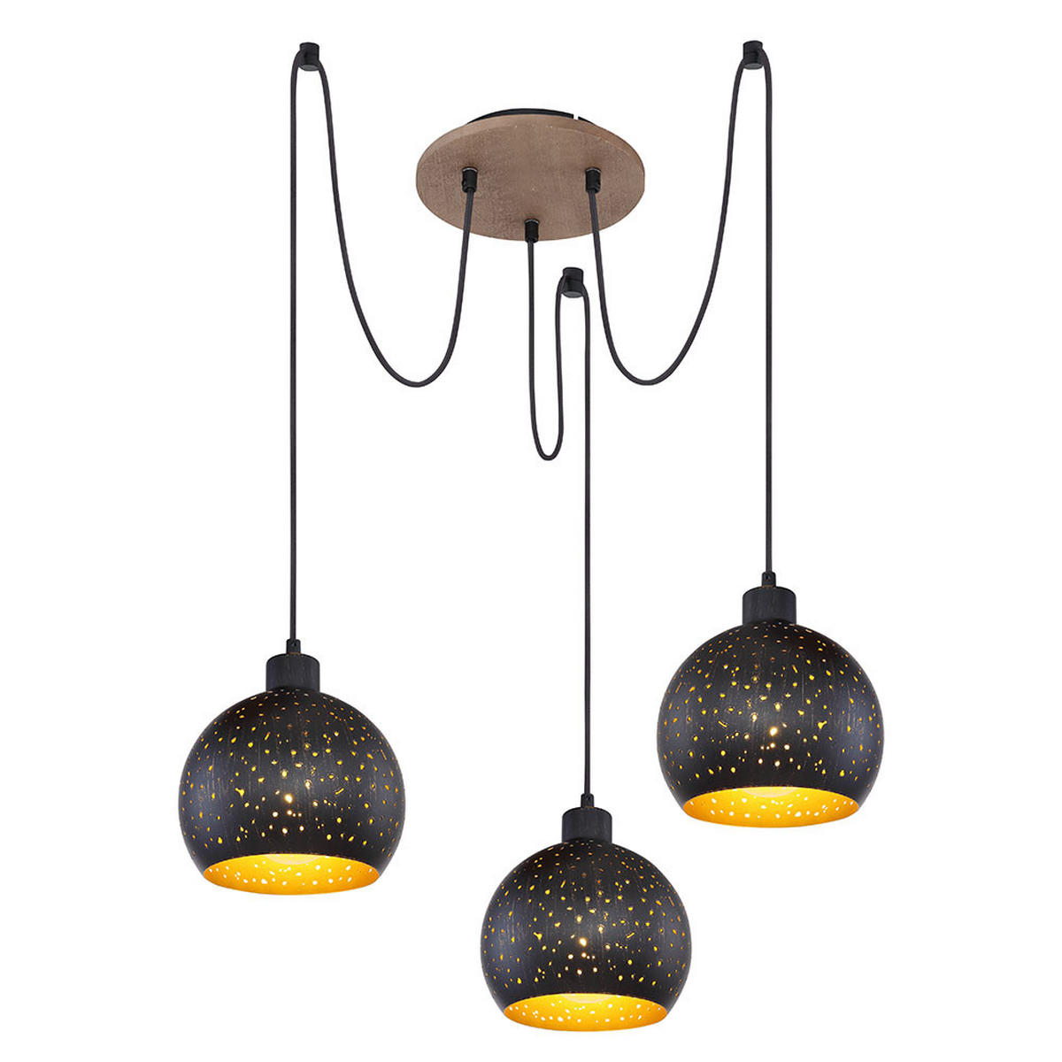 LED HÄNGELEUCHTE Adaja Holz Schwarz Gold - Schwarz, Holz (20/20/225cm)