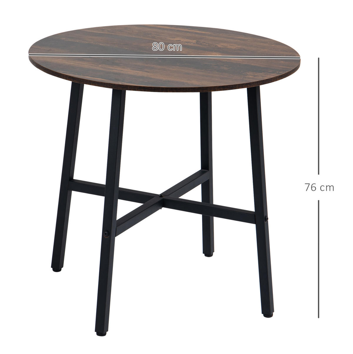 JEDÁLENSKÝ stôl 80/76 cm hnedý, drevovláknitá doska a kovová konštrukcia - hnedá, kompozitné drevo (80/80/76cm) - BEAOK