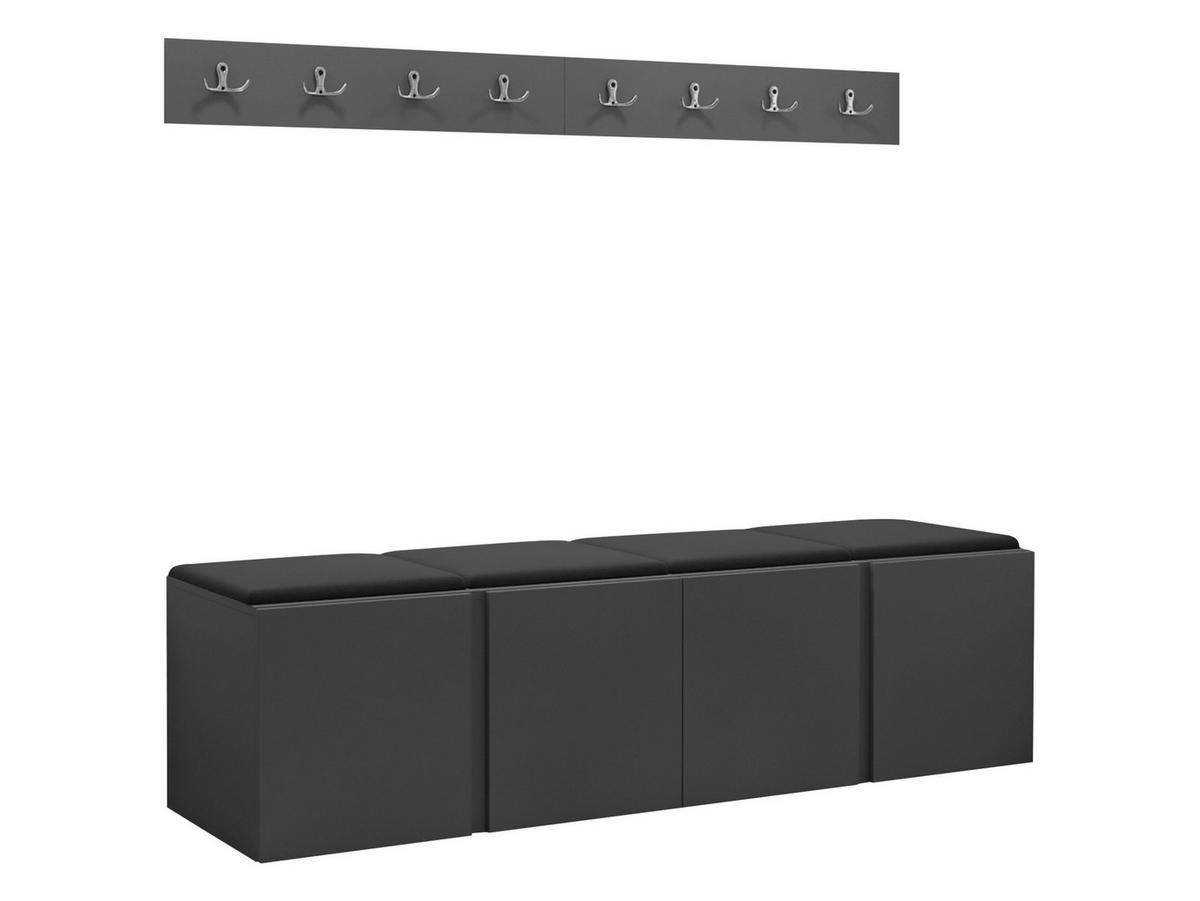 GARDEROBEN-SET Orion VII - Anthrazit/Graphitfarben, Holzwerkstoff/Kunststoff (168/42/46cm) - MIRJAN24