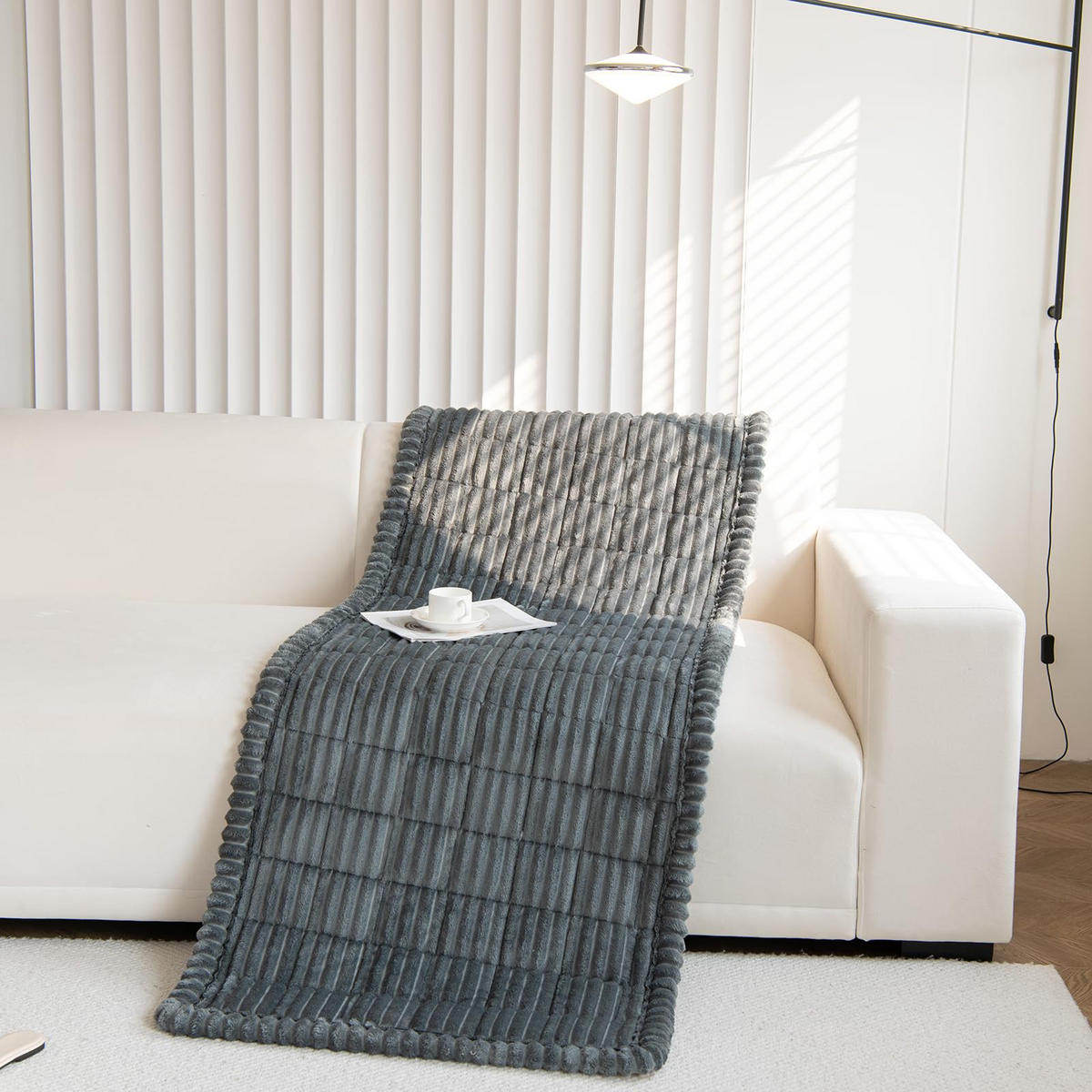 SOFADECKE Dicke Rutschfest 1 Stück - Dunkelgrau, Textil (70/210cm) - Kaket