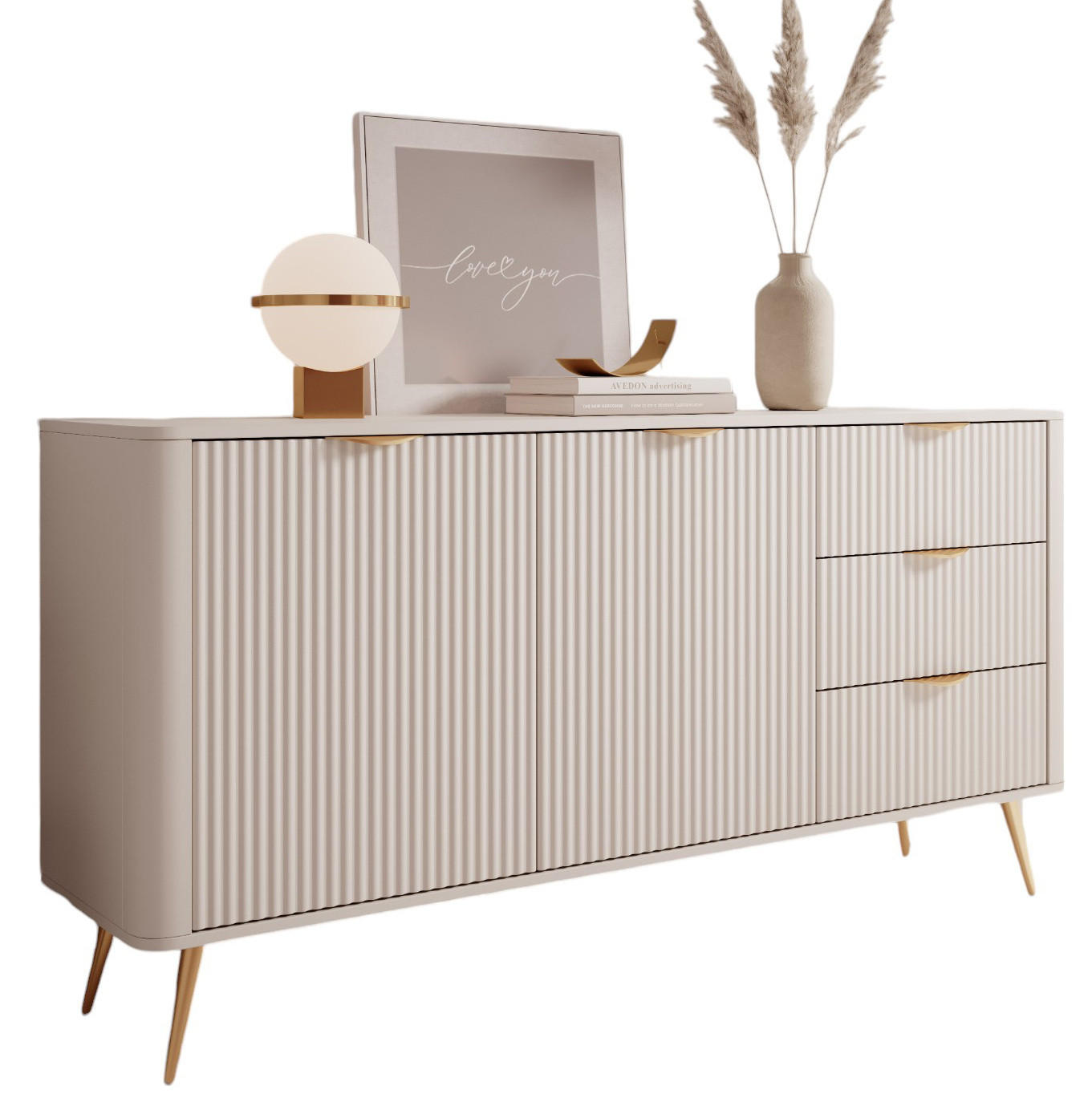 KOMMODE mit drei Schubladen BELLO Beige - Beige, Holzwerkstoff (163.2/81.2/38cm) - Compleo24