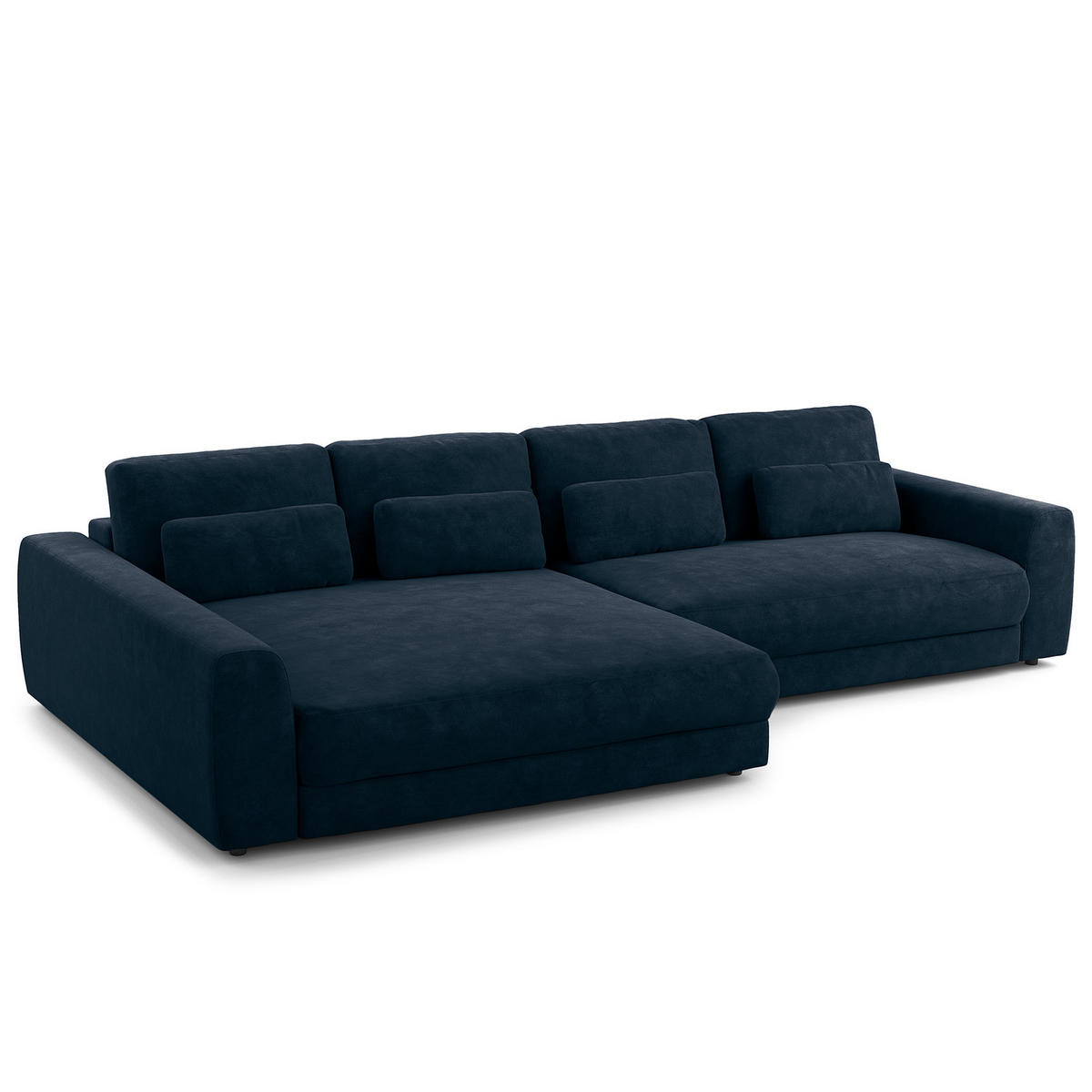 ECKSOFA mit XXL-Longchair - Blau/Schwarz, Kunststoff/Textil (323/182cm) - home24