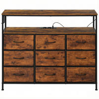 KOMMODE DE-38085 110/30/85 cm mit 9 Schubladen und LED-Beleuchtung Rustikal-Braun/Schwarz - Braun, Holzwerkstoff (110/85/30cm) - ComfortXL