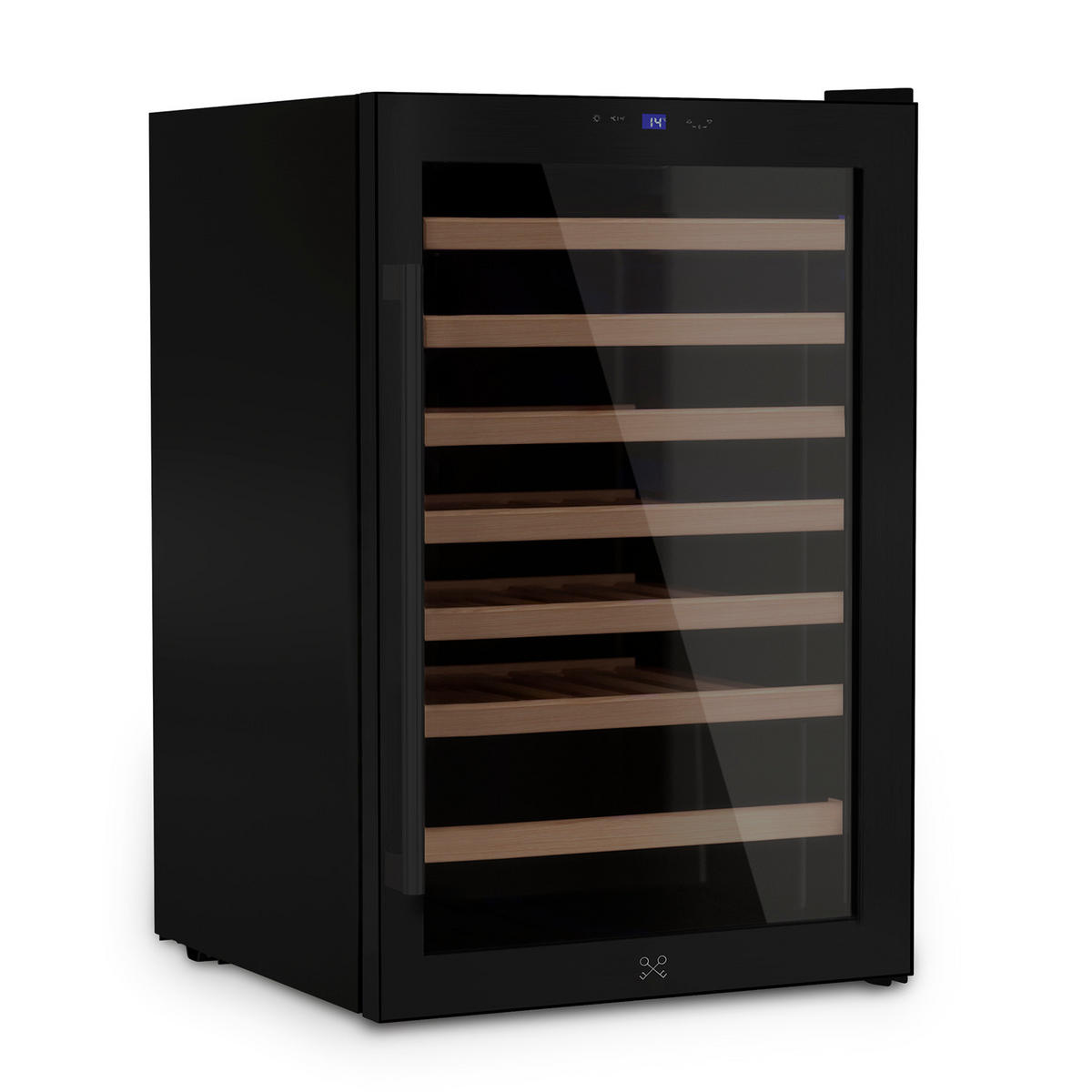WEINKÜHLSCHRANK CAVCB48 Schwarz, 48 Flaschen, 128L, 6 Holzregale, Thermodynamische Kühlung, LED, Anti-UV - Schwarz, Metall (54/84/54.7cm) - Les Petits Champs