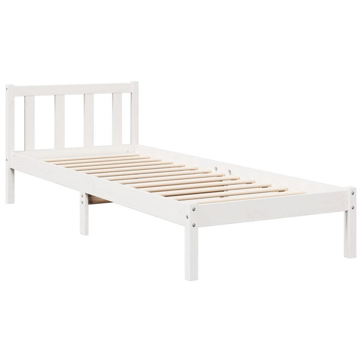 MASSIVHOLZBETT Extra Lang Ohne Matratze Weiss 100/220 Kieferholz - Weiß, Holz (100/220cm) - vidaXL