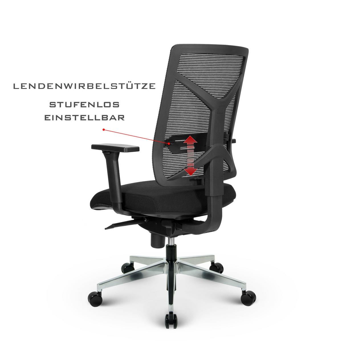BÜROSTUHL V1801 Stoff/Mesh Schwarz - ergonomisch, 150 kg belastbar, Sitzhöhe 53-65cm - Schwarz, Kunststoff/Textil (65/111/65cm) - Versee